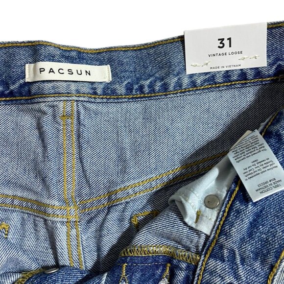Pac Sun Jeans Men's Size 31 Vintage Loose Distressed button fly Denim Jeans - Picture 6 of 8